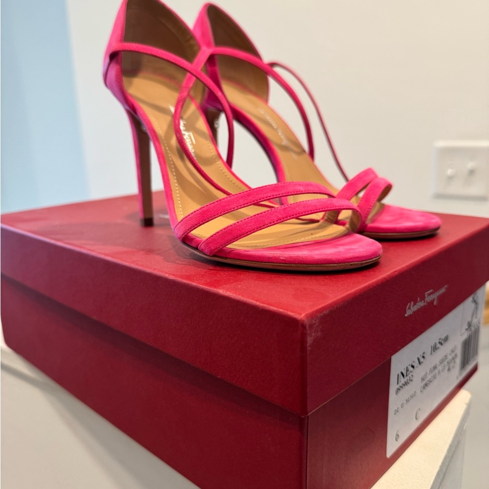 Salvatore Ferragamo Vibrant Pink Strappy Heels